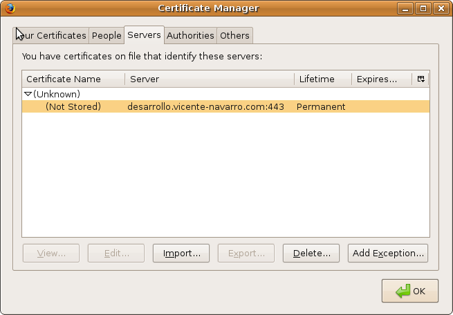 Firefox: Certificate Manager 2